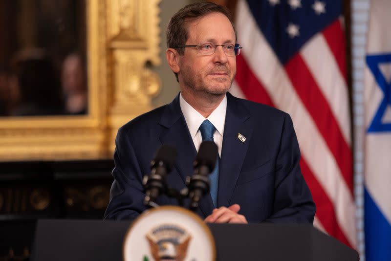 U.S. Vice President Kamala Harris meets with Israeli President Isaac Herzog at the White House