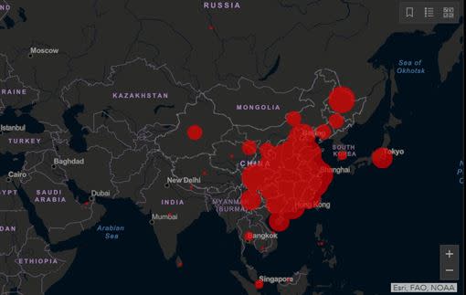 武真武醫師大膽預估武漢病毒的緩解時間。（圖／翻攝自Coronavirus COVID-19Global Cases by Johns Hopking CSSE）