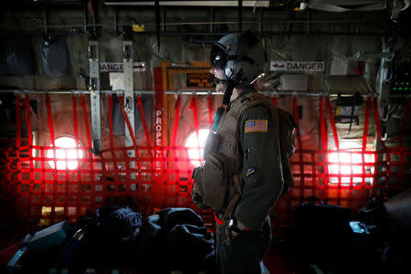 A U.S. soldier takes part in a joint aerial drill exercise called 'Vigilant Ace' between U.S. and South Korea, at the Osan Air Base in Pyeongtaek, South Korea, December 6, 2017. REUTERS/Kim Hong-Ji