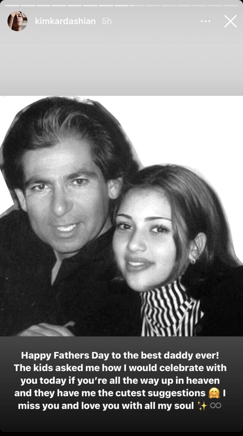 Kim Kardashian posted a touching memory of her father Robert Kardashian in honor of Father's Day. (Instagram/Kim Kardashian)