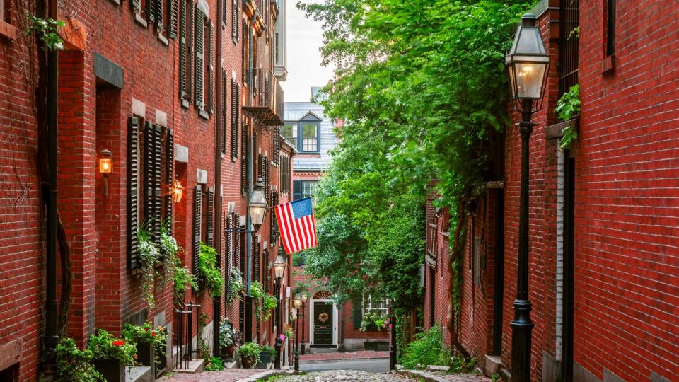 acorn street, boston, massachusetts, america