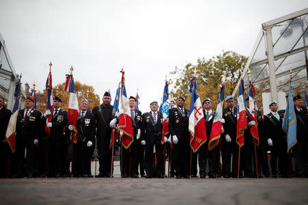 Veterans gather before a commemoration ceremony for Armistice Day, 100 years after the end of the First World War at the Arc de Triomphe in Paris, France, November 11, 2018. REUTERS/Benoit Tessier