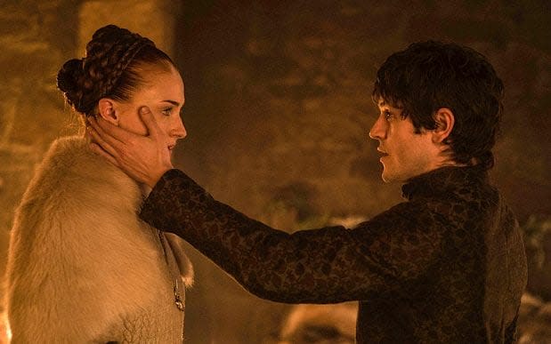 Sophie Turner and Iwan Rheon in Game of Thrones - HBO
