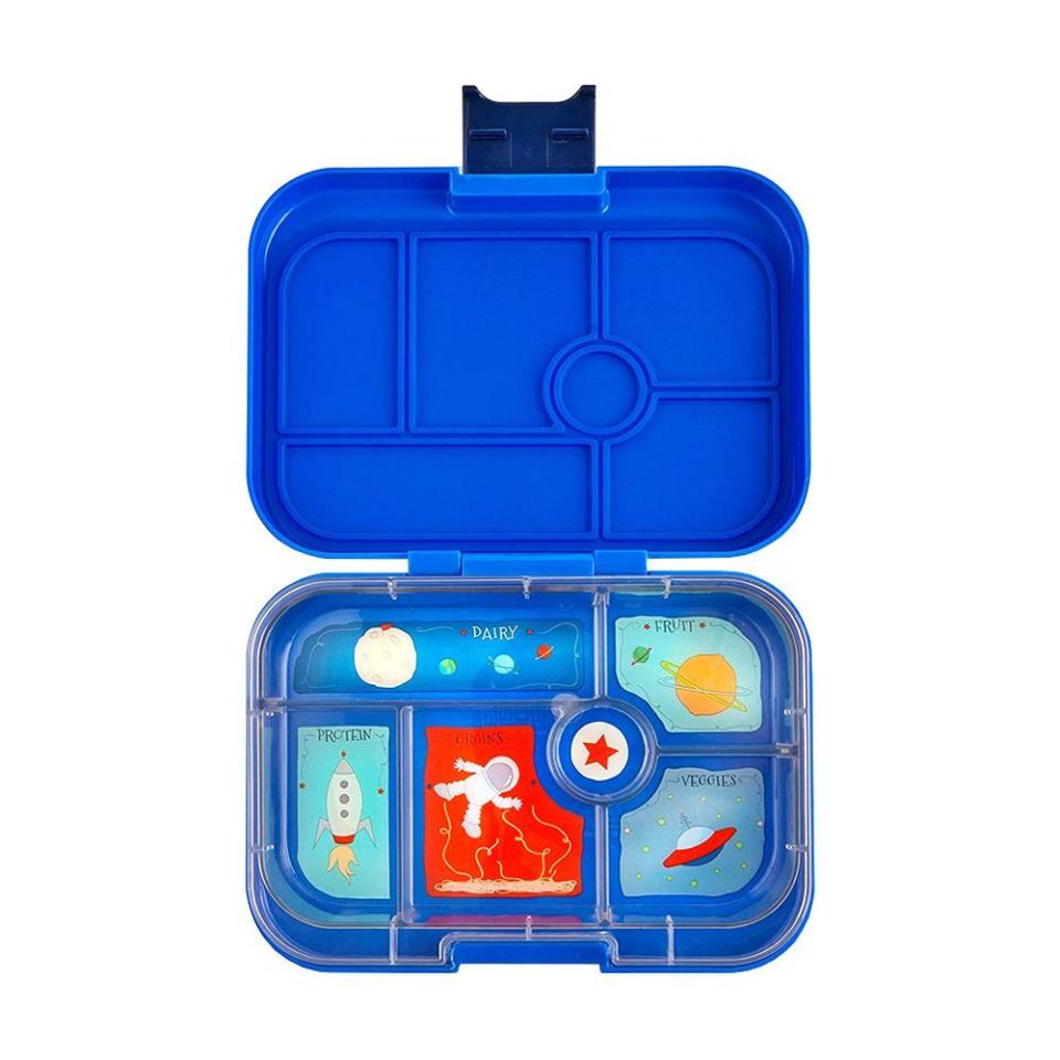 <p><strong>Yumbox</strong></p><p>amazon.com</p><p><strong>$29.99</strong></p><p><a href="http://www.amazon.com/dp/B06XKLKMGN/?tag=syn-yahoo-20&ascsubtag=%5Bartid%7C2089.g.145%5Bsrc%7Cyahoo-us" rel="nofollow noopener" target="_blank" data-ylk="slk:Shop Now;elm:context_link;itc:0;sec:content-canvas" class="link ">Shop Now</a></p><p>Designed to suit the portion sizes of your tot, the Yumbox Original Bento Box is colorful with a fun design that your little one will love. Discovering mysterious wet spots in your kid's backpack or lunch box will be a problem of the past with the Yumbox leakproof feature. </p><p>If your little one has an affinity for food presentation as a prerequisite for them to even attempt to eat it, the Yumbox Bento Box will become their favorite lunch accessory.</p><p><strong>More:</strong> <a href="https://www.bestproducts.com/parenting/kids/g98/cool-lunch-boxes-for-kids/" rel="nofollow noopener" target="_blank" data-ylk="slk:16 Lunch Boxes Your Kid Would Love to Carry;elm:context_link;itc:0;sec:content-canvas" class="link ">16 Lunch Boxes Your Kid Would Love to Carry</a></p>