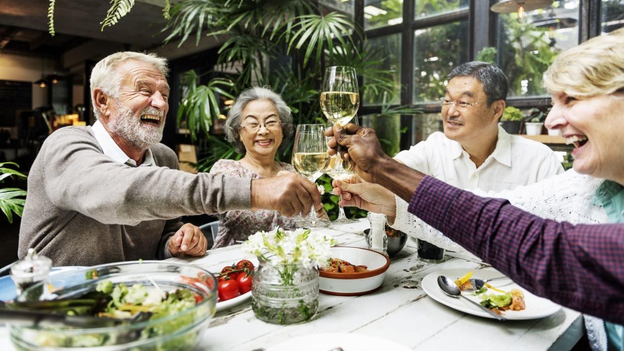 Group of Senior Retirement Meet up Happiness Concept.