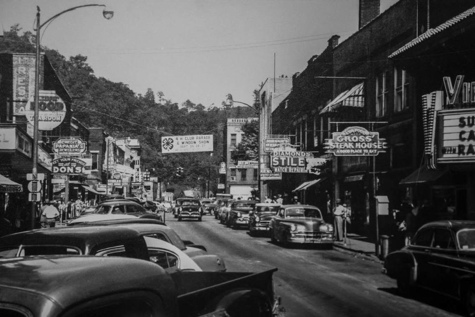 Downtown Hazard, Ky., is bustling in a photo from the 1950s.