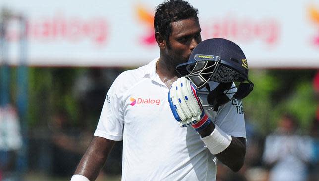 Mathews celebrates his century.