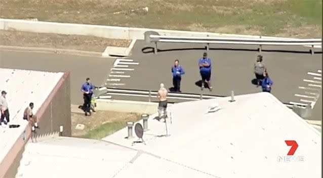 Youths on the Malmsbury Detention Centre roof. Source: 7 News