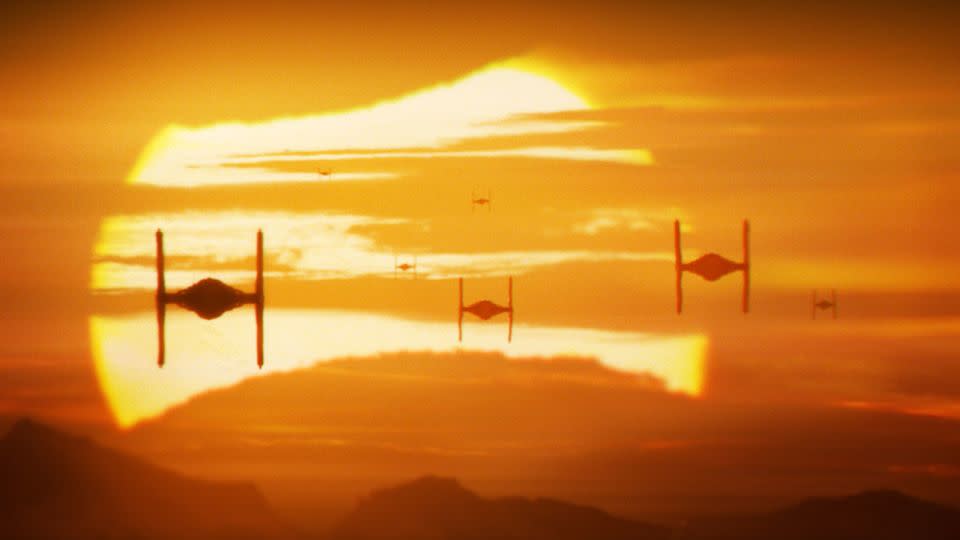 "Star Wars" loves a good sunset vista, like this one from "The Force Awakens." - Walt Disney Studios Motion Pictures/Lucasfilm Ltd./Everett Collection