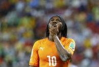 Ivory Coast's Gervinho reacts during their 2014 World Cup Group C soccer match against Japan at the Pernambuco arena in Recife, June 14, 2014. REUTERS/Stefano Rellandini