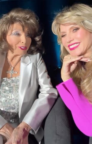 <p>Heidi Klum / Instagram</p> Joan Collins and Heidi Klum