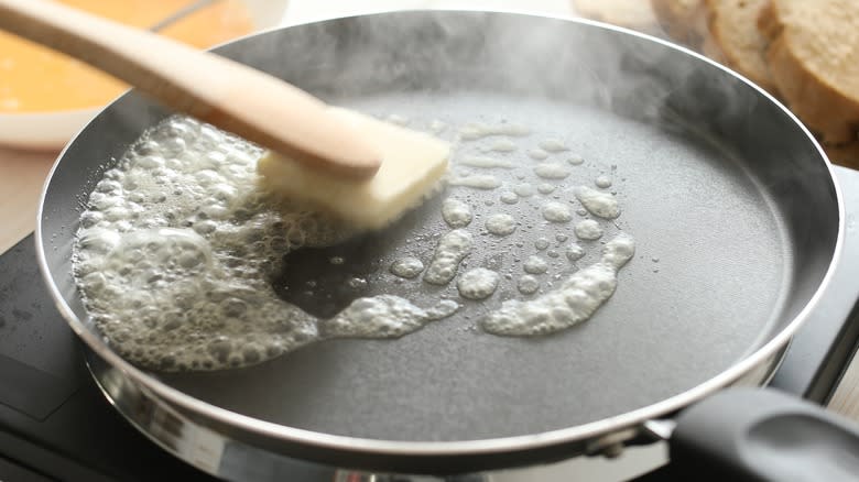 butter melting in pan