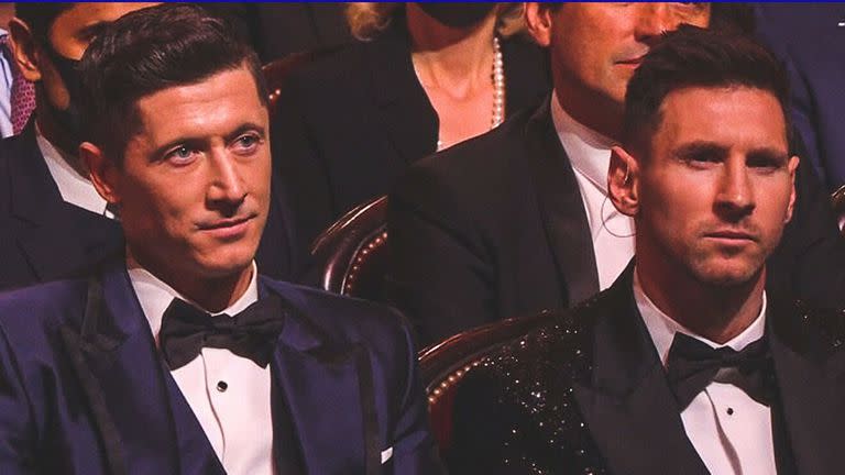 Robert Lewandowski y Lionel Messi en la gala del Balón de Oro 2021, que se quedó el argentino