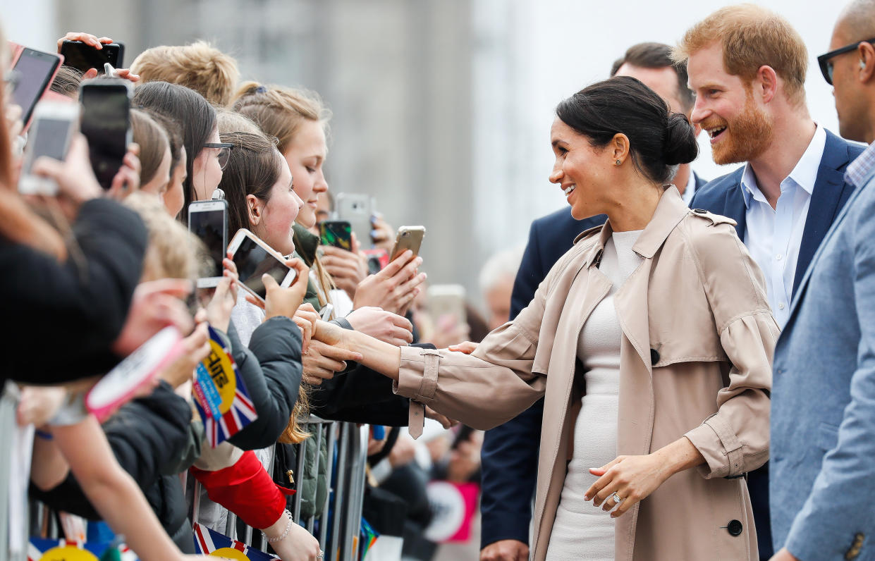 Meghan Markle and Prince Harry meeting fans. (Chris Jackson / Getty Images)