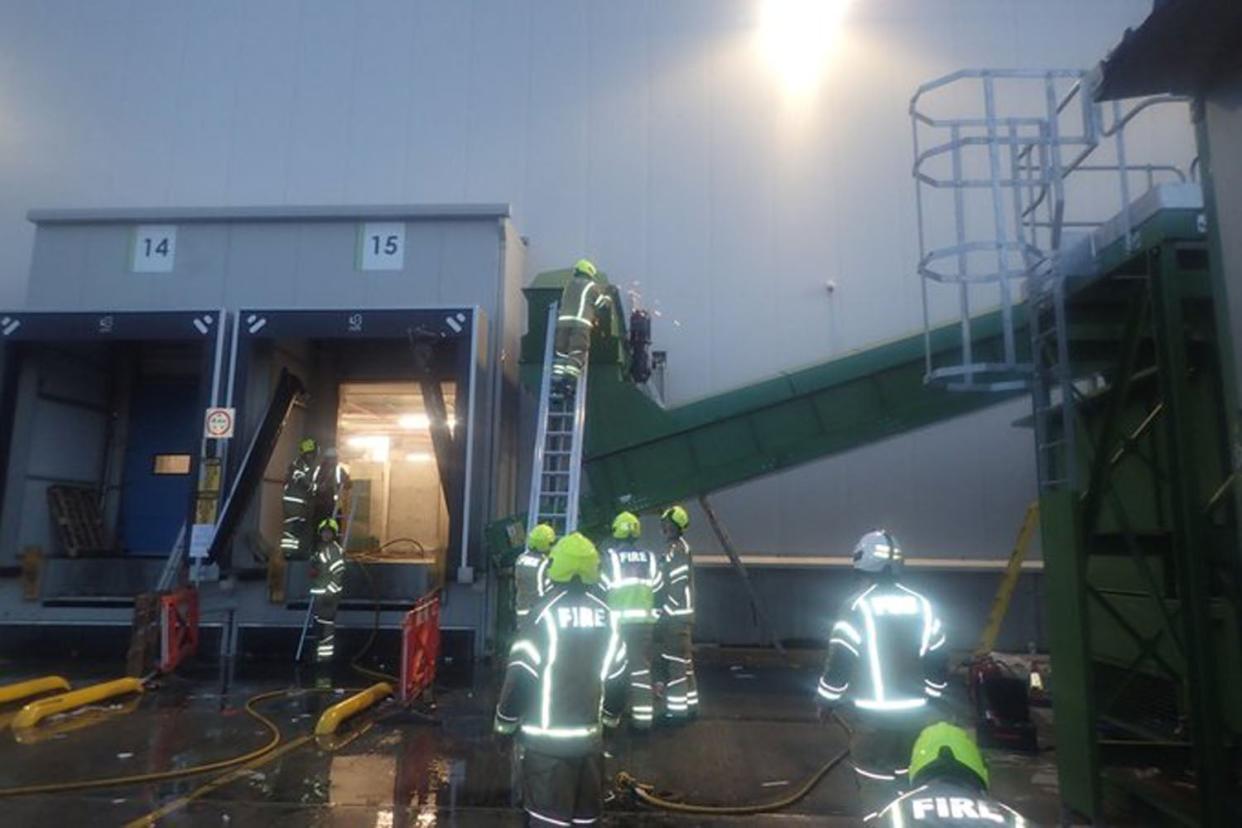 A conveyor belt and external motor were damaged by fire: London Fire Brigade