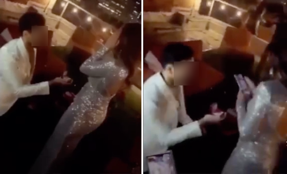 Bride records groom popping question
