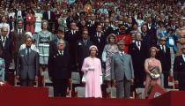 <p>The Queen opens the Montreal Olympics. Her daughter, Princess Anne, would compete in the equestrian events.</p>