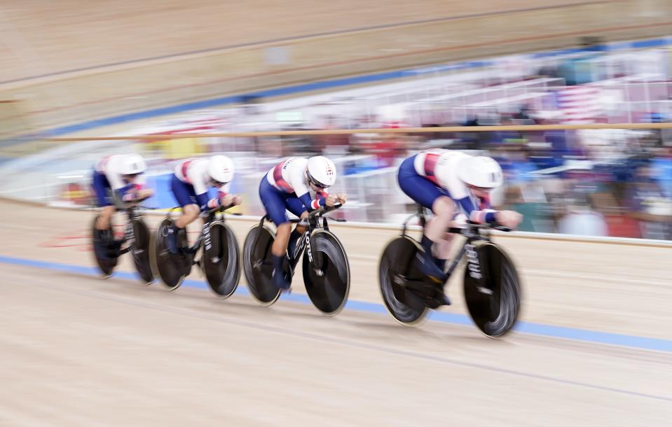 Katie Archibald, Laura Kenny, Neah Evans and Josie Knight had to settle for silver (Danny Lawson/PA) (PA Wire)