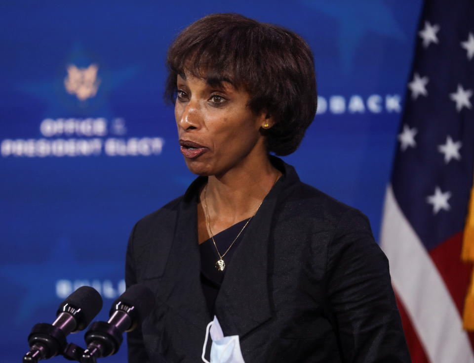 Cecilia Rouse, U.S. President-elect Joe Biden's nominee to be chair of the Council of Economic Advisers, speaks as President-elect Biden announces nominees and appointees to serve on his economic policy team at his transition headquarters in Wilmington, Delaware, U.S., December 1, 2020. REUTERS/Leah Millis