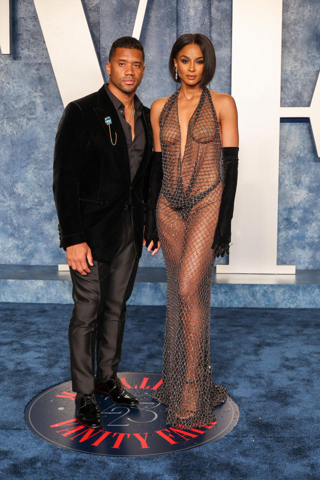 Ciara Takes Sheer Trend Up a Notch in Daring Crystal Dress & Sandals at  Vanity Fair Oscars Party 2023 With Russell Wilson