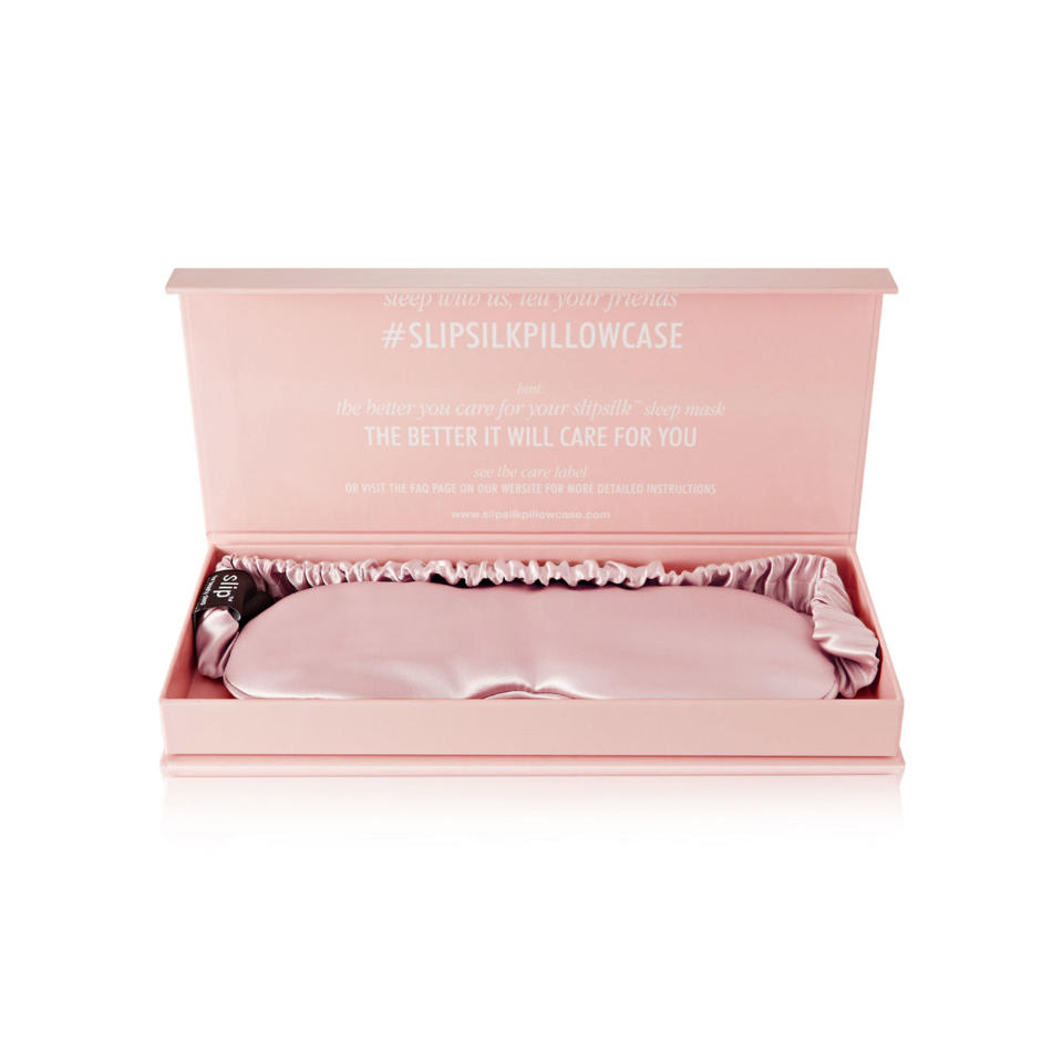<p><span>Ask for the gift of luxurious beauty sleep with this 100% silk eye mask. It will also treat your sensitive eye area with the care and anti-ageing protection it craves. </span></p><p><em>Silk Eye Mask, £34, Slip at <a rel="nofollow noopener" href="https://www.net-a-porter.com/gb/en/product/692267?cm_mmc=ProductSearchPLA-_-GB-_-BathandBody-Slip-Google&cm_mmc=GoogleUK--c-_-NAP_EN_UK_PLA-_-UK+-+GS+-+Beauty+-+Low--Beauty-_-__aud-187931171362:pla-104401085372_INTL&gclid=CISmi4DHq9ECFdKKaAodv2sKpg" target="_blank" data-ylk="slk:Net-a-porter;elm:context_link;itc:0;sec:content-canvas" class="link ">Net-a-porter</a></em></p>