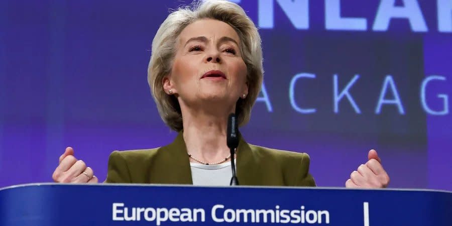 President of the European Commission Ursula von der Leyen at a press conference in Brussels, November 8, 2023
