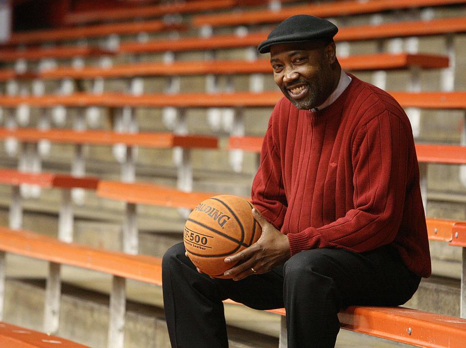 LaMont Weaver sits in the stands at the UW Field House in Madison in 2009 as he recalled the famous 55-foot shot he hit against Neenah in the 1969 WIAA boys state basketball championship game.