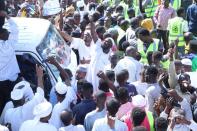 FILE PHOTO: Military-aligned demonstrators gather in front of the Presidential palace in Khartoum