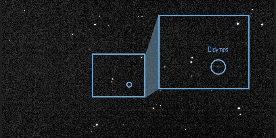 This image of the light from asteroid Didymos and its orbiting moonlet Dimorphos is a composite of 243 images taken by the Didymos Reconnaissance and Asteroid Camera for Optical navigation (DRACO) on July 27, 2022.