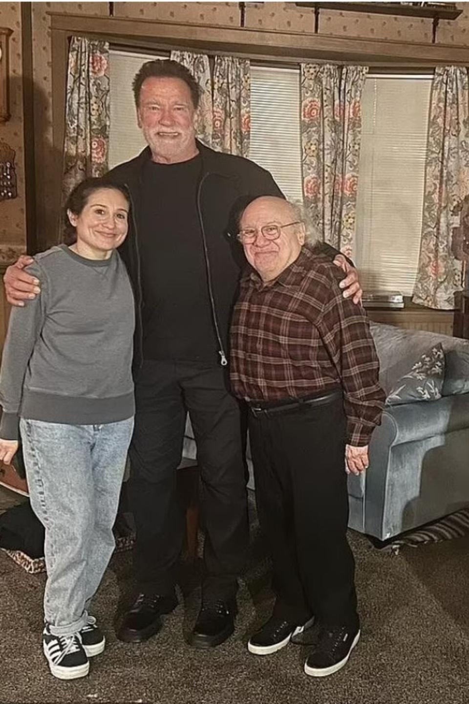 Schwarzenegger shared a picture of the pair posing alongside DeVito’s daughter Lucy (Instagram)