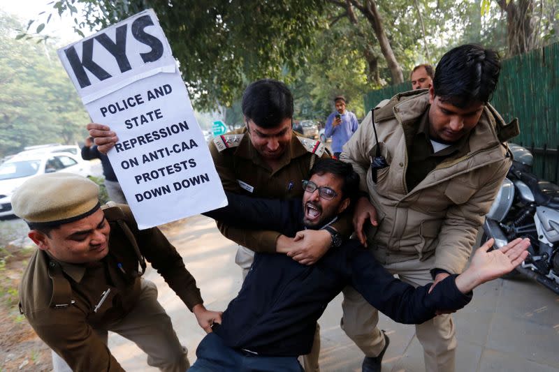 Protest against a new citizenship law in New Delhi