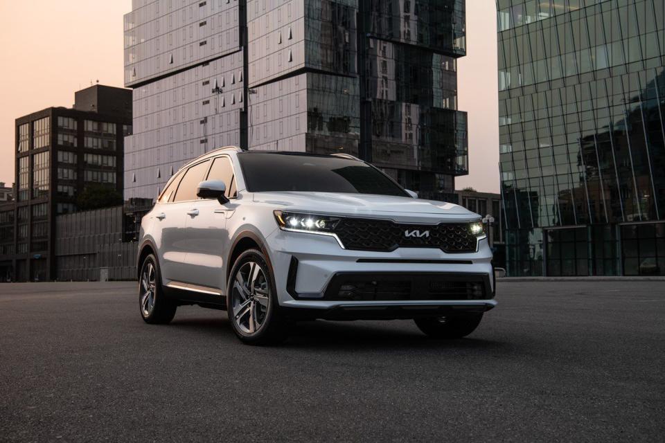 <p><strong>What We Think:</strong> With more powertrain options and a smaller footprint, the 2022 Kia Sorento is a compelling substitute for the larger <a href="https://www.caranddriver.com/kia/telluride" rel="nofollow noopener" target="_blank" data-ylk="slk:Kia Telluride;elm:context_link;itc:0;sec:content-canvas" class="link ">Kia Telluride</a>. Both Kia models are handsome and have three rows, but adults won't want to spend much time in the Sorento's far-back seats, and when those seats are upright they limit its cargo capacity. Keep the third row stowed, however, and its nicely appointed cabin becomes a comfortable place for a small family. Unlike the Telluride, the Sorento is available with both <a href="https://www.caranddriver.com/reviews/a35086183/2021-kia-sorento-hybrid-drive/" rel="nofollow noopener" target="_blank" data-ylk="slk:gasoline-electric hybrid;elm:context_link;itc:0;sec:content-canvas" class="link ">gasoline-electric hybrid</a> and <a href="https://www.caranddriver.com/reviews/a39210859/2022-kia-sorento-phev-by-the-numbers/" rel="nofollow noopener" target="_blank" data-ylk="slk:plug-in hybrid powertrains;elm:context_link;itc:0;sec:content-canvas" class="link ">plug-in hybrid powertrains</a>, the latter of which offers up to 32 miles of electric driving range, according to the EPA. No matter what's providing the motivation, the Kia has a smooth ride and satisfying handling characteristics. The entire package is cohesive and packed with popular standard and optional features, making the 2022 Sorento one of the best hybrid SUVs out there.</p><ul><li><em>Car and Driver </em>rating: 8.5/10</li><li>EPA-combined fuel economy: 79 mpge (Plug-in Hybrid); 37 mpg (Hybrid FWD); 35 mpg (Hybrid AWD)</li></ul><p><a class="link " href="https://www.caranddriver.com/kia/sorento" rel="nofollow noopener" target="_blank" data-ylk="slk:Review, Pricing, and Specs;elm:context_link;itc:0;sec:content-canvas">Review, Pricing, and Specs</a></p>