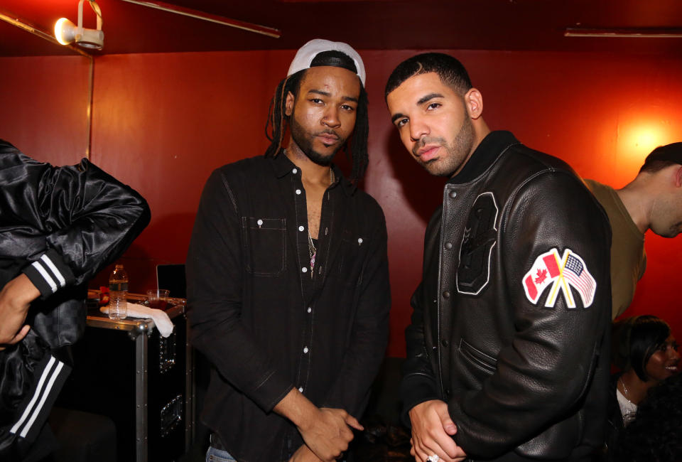 NEW YORK, NY – OCTOBER 23: (L-R) PartyNextDoor and Drake attend Party Next Door Live at S.O.B.’s on October 23, 2014, in New York City. (Photo by Johnny Nunez/WireImage)