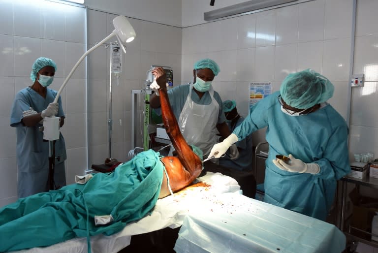 A man undergoes surgery in a hospital ward following injuries from a Boko Haram attack in Maiduguri, capital of northeast Nigerian Borno State