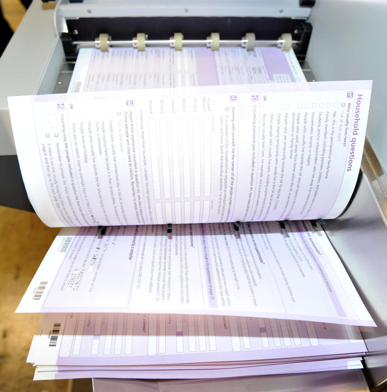 Test copies of the 2011 Census are scanned at UK Data Capture, in Trafford Park, Manchester.