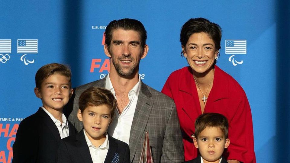 Michael Phelps Celebrates His Hall of Fame Induction With Wife Nicole and Their Three Boys