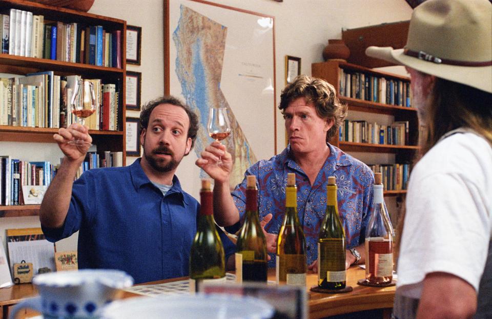 Paul Giamatti, left, and Thomas Haden Church in the 2004 wine dramedy "Sideways."