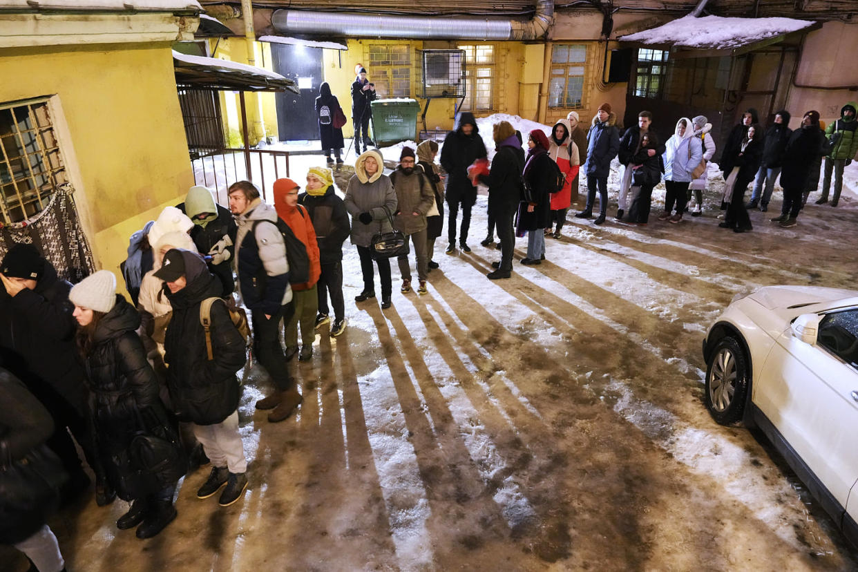 Supporters lined up not just in progressive cities like Moscow and St. Petersburg but also in Krasnodar in the south, Saratov and Voronezh in the southwest and beyond the Ural Mountains in Yekaterinburg.  (Dmitri Lovetsky / AP)
