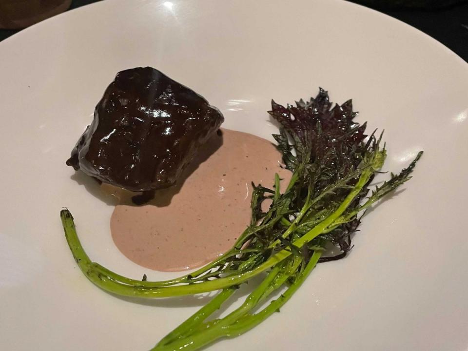 Venison with hogweed sauce and mustard greens at Silo, Hackney Wick (Kate Ng)