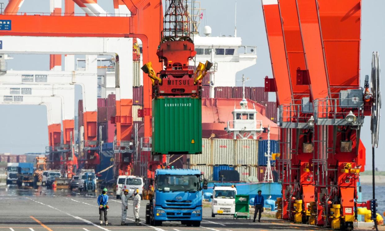 <span>The Aomi container terminal in Tokyo: Japan is the wealthiest member of the Comprehensive and Progressive Agreement for Trans-Pacific Partnership.</span><span>Photograph: Kimimasa Mayama/EPA</span>