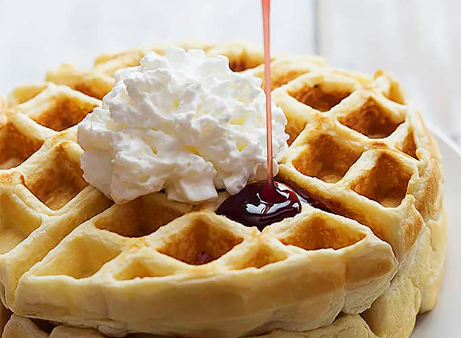 Homemade Belgian Waffles With Whipped Cream - Creme De La Crumb