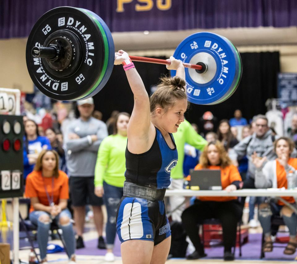 Clay's Emma Heck won FHSAA girls weightlifting championships in three consecutive years.