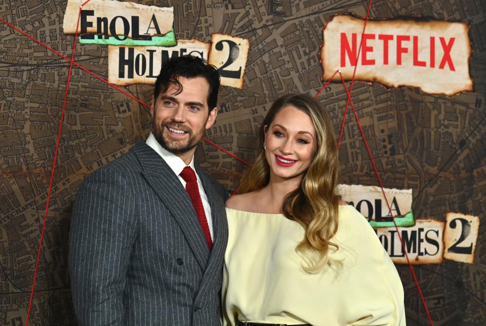 British actor Henry Cavill and Natalie Viscuso arrive for the premiere of Netflix's 