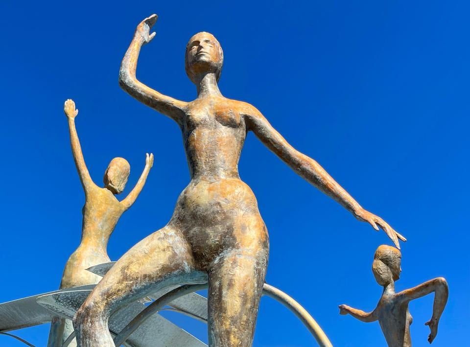 The iconic Three Graces sculpture/fountain made of gold anodized aluminum at the intersection of Ortiz Boulevard and U.S. 41, the entrance to Warm Mineral Springs Park in North Port, has been there for more than 55 years.