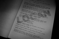 <p>Page two of the ‘Logan’ screenplay, tweeted out by Mangold, describes an aging, depressed Wolverine: “He's older now and it's clear his abilities aren't what they once were. He's fading on the inside and his diminished healing factor keeps him in a constant state of chronic pain — hence booze as a painkiller." (Photo: wponx/Instagram) </p>