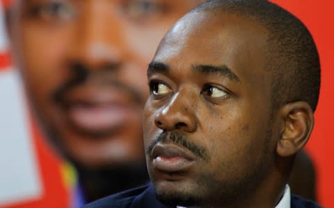 MDC president Nelson Chamisa hopes voters will punish ZANU PF for Mugabes misrule - Credit: Tsvangirayi Mukwazhi/AP