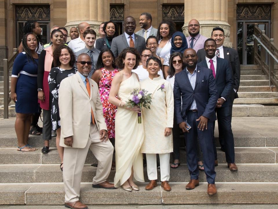 Mrigaa and Erin's wedding in New York, which Byron Brown, the mayor of Buffalo, attended.