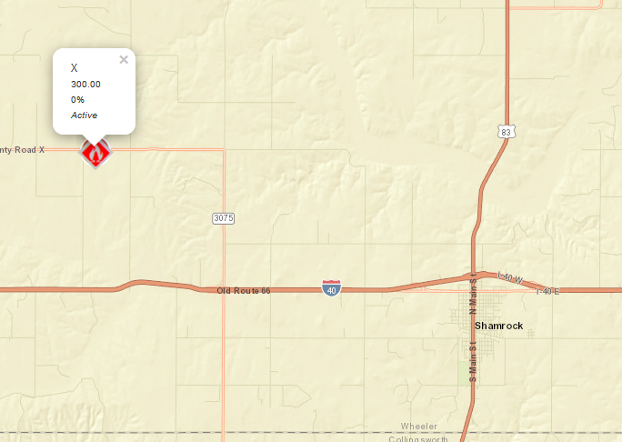 The Texas A&M Forest Service (TAMFS) is responding Friday to the X Fire in Wheeler County near Shamrock, which is an estimated at 300 acres and 0 percent contained.