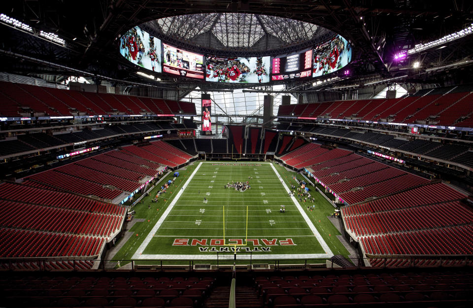 Mercedes-Benz Stadium will host the SEC title game and the College Football Playoff national championship game this season. (AP)