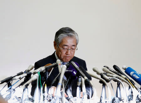 FILE PHOTO: Tsunekazu Takeda, President of the Japanese Olympic committee, attends a news conference in Tokyo, Japan January 15, 2019. REUTERS/Issei Kato